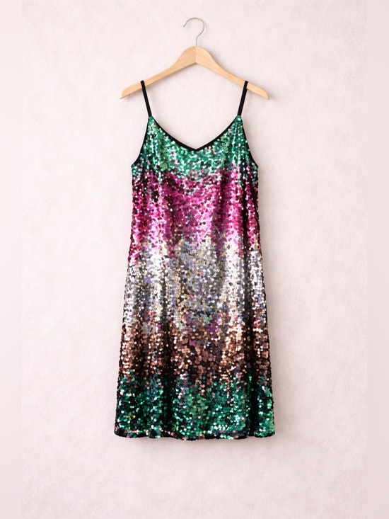 Express Dresses & Skirts - Express Sequin Ombre Slip Dress Small Pink Green Metallic Party Cocktail Mini